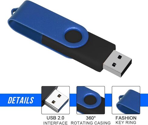 128GB USB Flash Drive with Type C Adapter and Lanyard, USB 2.0 High Speed Metal Pen Drive 360° Rotatable Storage Memory Stick for Phone/Pad/PC/Laptop - (Black 128GB) in Kuwait