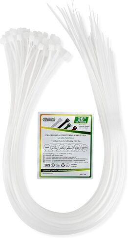 Long Zip Ties Heavy Duty 26 inch, Cable Management Zip Ties White 60 Pack, High Strength 60 lbs Cable Ties UV Resistant durable for Outdoor Securing, Indoor Wire Ties Wraps. in Kuwait
