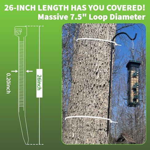 Long Zip Ties Heavy Duty 26 inch, Cable Management Zip Ties White 60 Pack, High Strength 60 lbs Cable Ties UV Resistant durable for Outdoor Securing, Indoor Wire Ties Wraps. in Kuwait