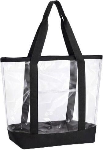 Silkfly Clear Tote Bags Bulk, PVC Shoulder Handbag, Security Approved See Through Bag with Zipper Closure for Work in Saudi Arabia