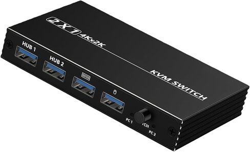 KVM Display Port Switcher 2 Ports 4K 60Hz Aluminum Alloy USB C Hub for Keyboard Mouse Printer Sharing Between 2 Systems in Kuwait