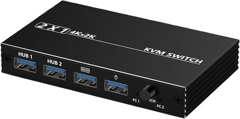 KVM Display Port Switcher 2 Ports 4K 60Hz Aluminum Alloy USB C Hub for Keyboard Mouse Printer Sharing Between 2 Systems in Kuwait