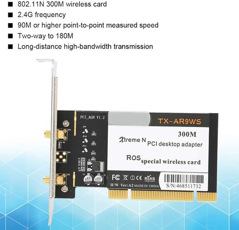 بطاقة شبكة بسرعة 300 ميجا بت في الثانية، ومحول سطح مكتب PCI لنظام التشغيل Windows، وهوائيين، وشريحة AR9223، ونطاق B، وG، وN، بسرعة 2.4 جيجا هرتز، وسرعة عالية in Kuwait