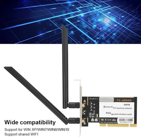 بطاقة شبكة بسرعة 300 ميجا بت في الثانية، ومحول سطح مكتب PCI لنظام التشغيل Windows، وهوائيين، وشريحة AR9223، ونطاق B، وG، وN، بسرعة 2.4 جيجا هرتز، وسرعة عالية in Kuwait