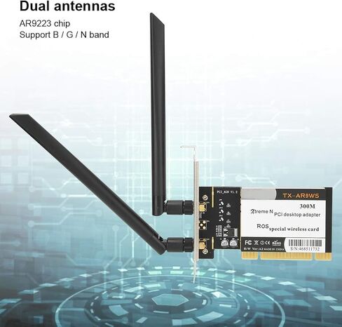 بطاقة شبكة بسرعة 300 ميجا بت في الثانية، ومحول سطح مكتب PCI لنظام التشغيل Windows، وهوائيين، وشريحة AR9223، ونطاق B، وG، وN، بسرعة 2.4 جيجا هرتز، وسرعة عالية in Kuwait