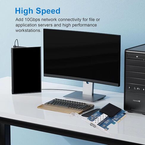 بطاقة شبكة PCIe بسرعة 10 جيجابت في الثانية من Ciciglow، بطاقة إيثرنت من الألياف الضوئية RTL8127ATF مع منفذ SFP واحد، PCI Express x4 in Kuwait