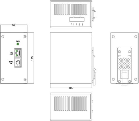 TPDIN-1256GD-BT - 11-60V DC in, 802.3bt 90W Output, Gigabit DCDC PoE Injector, DIN Mount Enclosure in Kuwait