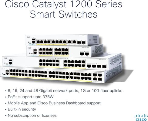 Cisco Catalyst 1200-24FP-4X Smart Switch, 24 Port GE, Full PoE, 4x10GE SFP+, C1200-24FP-4X (Renewed) in Kuwait