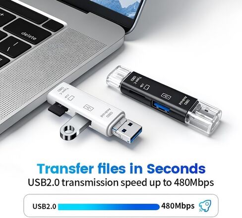 USB Card Reader, Type-C and USB-A Dual Interface, TF/SD Memory Card Reader, Black (White) in Saudi Arabia