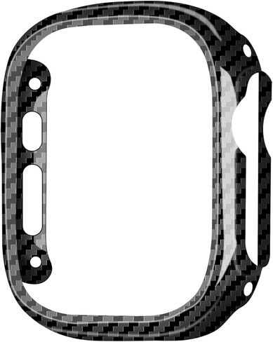 MONOCARBON Real Carbon Fiber Case for 45mm Apple Watch Series 7/8/9,Slim Anti-Scratch Hard Bumper for iwatch S 7/8/9,Military Grade Protective Cover for 45mm Apple Watch-Twill Matte Black in Kuwait