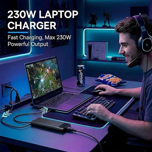 شاحن كمبيوتر محمول 230 وات متوافق مع HP OMEN 16 17 15 Victus 15 16 ZBook Fury G8 G9 G10 G11، 19.5V 11.8A طرف أزرق ذكي 4.5 مم محول طاقة تيار متردد TPN-LA27 TPN-CA26 سلك إمداد طاقة بديل in Kuwait