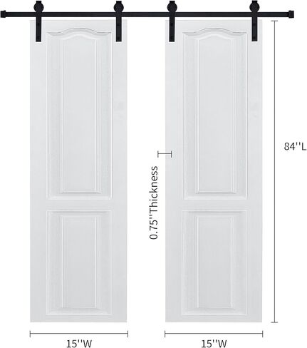 Dual CNC Crafted Modern Door 3/4" Thick 30 in. x 84 in. MDF White Barn Sliding Door with Hardware kit in Kuwait