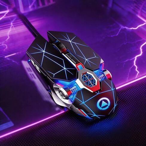 【Water Cooled Light Effect & Low Noise - USB Socket 】 2026 Professional Gaming Wired Silent Mouse,Editable Mouse Shortcut Keys,3200DPI,Plug and Play,Ergonomic Design,High Aesthetics,Smooth Movement in Kuwait