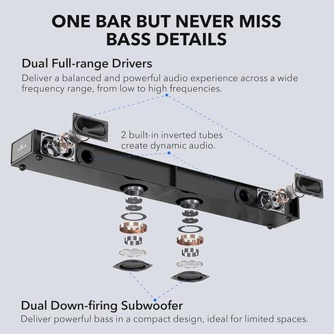 مكبر صوت LARKSOUND 2.1 CH مع مضخم صوت مدمج، شريط صوت 31 بوصة للتلفزيون مع وصلات بلوتوث/HDMI ARC/بصري/AUX/USB in Kuwait