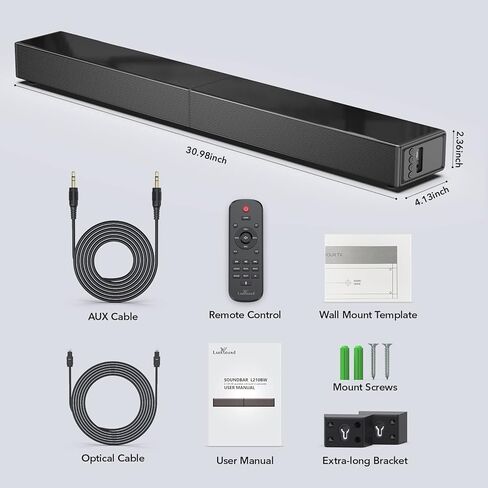 مكبر صوت LARKSOUND 2.1 CH مع مضخم صوت مدمج، شريط صوت 31 بوصة للتلفزيون مع وصلات بلوتوث/HDMI ARC/بصري/AUX/USB in Kuwait