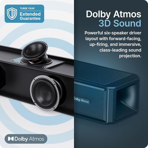 Majority Sierra Dolby Atmos Soundbar for TV with Bluetooth 5.0 | HDMI ARC, Optical, USB & AUX, 4K HDR Pass-Through | 4 EQ Modes | 120W RMS 2.0.2 Channel Wall Mount Sound Bar with Dual HDMI Inputs in Kuwait