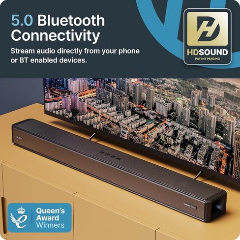 Majority Sierra Dolby Atmos Soundbar for TV with Bluetooth 5.0 | HDMI ARC, Optical, USB & AUX, 4K HDR Pass-Through | 4 EQ Modes | 120W RMS 2.0.2 Channel Wall Mount Sound Bar with Dual HDMI Inputs in Kuwait