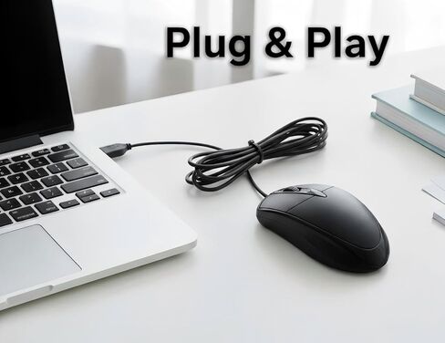 8 Pack Wired USB Mouse Bulk for Classroom, Black Plug and Play 3-Button Corded Mice for School Computer Labs in Kuwait