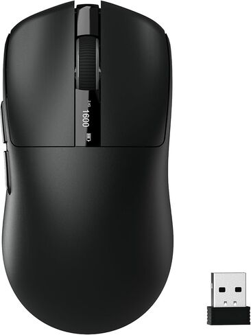 ماوس ألعاب لاسلكي Keymatic G58، 24000 نقطة في البوصة، خفيف الوزن، ماوس لاسلكي قابل لإعادة الشحن ثلاثي الوضع مع 4 أزرار قابلة للبرمجة، شاشة LCD، بطارية مزدوجة قابلة لإعادة الشحن متوافقة مع الكمبيوتر الشخصي، Mac-أسود in Kuwait