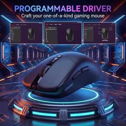ماوس ألعاب لاسلكي Keymatic G58، 24000 نقطة في البوصة، خفيف الوزن، ماوس لاسلكي قابل لإعادة الشحن ثلاثي الوضع مع 4 أزرار قابلة للبرمجة، شاشة LCD، بطارية مزدوجة قابلة لإعادة الشحن متوافقة مع الكمبيوتر الشخصي، Mac-أسود in Kuwait