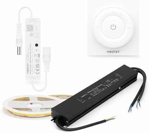 طقم التحكم عن بعد MLR1 Mini Single Color LED Controller & K3 White Rotating Wheel Remote Bundle (24V 400W IP67 LED Driver + 24V COB LED Strip 480LED/m CRI90 3000K أبيض دافئ) in Kuwait