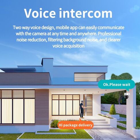 PTZ Security Camera, Wireless WiFi 2K HD, 355 Pan 90 Tilt, Night Vision, IP66 Waterproof/Home Indoor and Outdoor Security Surveillance, AI Auto Tracking, Spotlight & Siren, Motion Detection in Kuwait