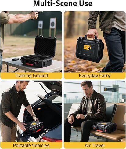 CVLIFE Pistol Case Lockable, TSA Approved Firearm Travel Case with 2 TSA Locks, Hard Shell Handgun Case for Air Travel, Waterproof Hard Gun Case for Pistol with Dual-layer Foams, 13.07x10.07x4.72 In in Kuwait