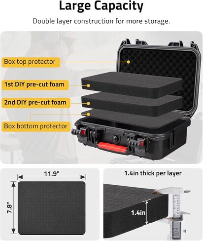 CVLIFE Pistol Case Lockable, TSA Approved Firearm Travel Case with 2 TSA Locks, Hard Shell Handgun Case for Air Travel, Waterproof Hard Gun Case for Pistol with Dual-layer Foams, 13.07x10.07x4.72 In in Kuwait