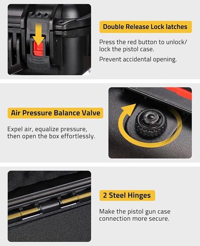 CVLIFE Pistol Case Lockable, TSA Approved Firearm Travel Case with 2 TSA Locks, Hard Shell Handgun Case for Air Travel, Waterproof Hard Gun Case for Pistol with Dual-layer Foams, 13.07x10.07x4.72 In in Kuwait