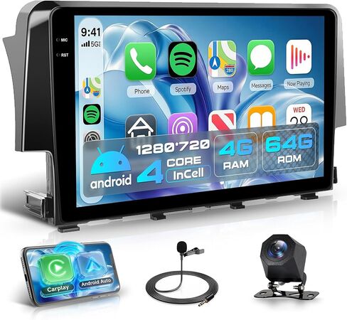راديو ستيريو للسيارة 8 Core 6G+128G Android 15 لسيارة Honda Civic 2016-2020 (السيارة الأصلية مع شاشة)، Rimoody Wireless Carplay Andorid auto 9 بوصة شاشة GPS 5G-WiFi DSP بلوتوث 5.0 FM/RDS كاميرا احتياطية in Kuwait