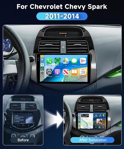 [4G+128G] ستيريو سيارة لسيارة شيفروليه تشيفي سبارك 2011-2014 مع 5GWiFi/Android 15/Wireless Carplay Android Auto، راديو شاشة تعمل باللمس 9 بوصة، GPS/EQ DSP/Bluetooth5.0/SWC/AHD كاميرا احتياطية in Kuwait