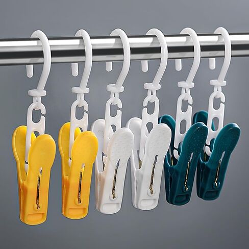 5Pcs Rotatable Windproof Drying Clip Hooks Household Towels Socks Laundry Clip Home Laundry Accessory,White in Saudi Arabia