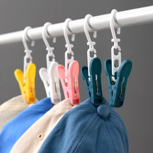 5Pcs Rotatable Windproof Drying Clip Hooks Household Towels Socks Laundry Clip Home Laundry Accessory,White in Saudi Arabia