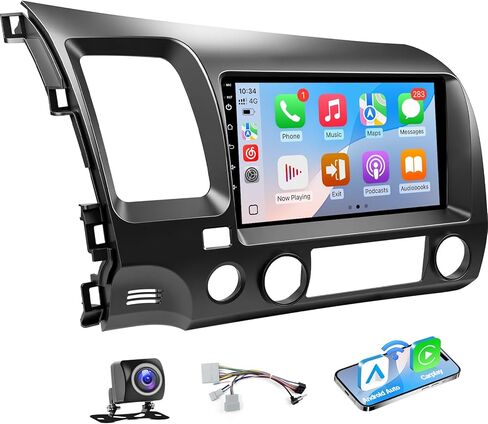 Leadfan Carplayfor Honda Civic 2006-2011 Stereo with Carplay Android Auto, 9'' Touchscreen for Honda Civic GPS Navigation Bluetooth WiFi Rear Camera FM Mirrorlink Split Screen SWC (Fit JBL) in Kuwait