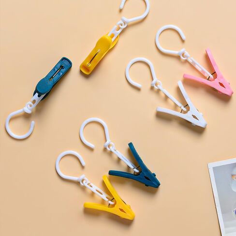 5Pcs Rotatable Windproof Drying Clip Hooks Household Towels Socks Laundry Clip Home Laundry Accessory,White in Saudi Arabia