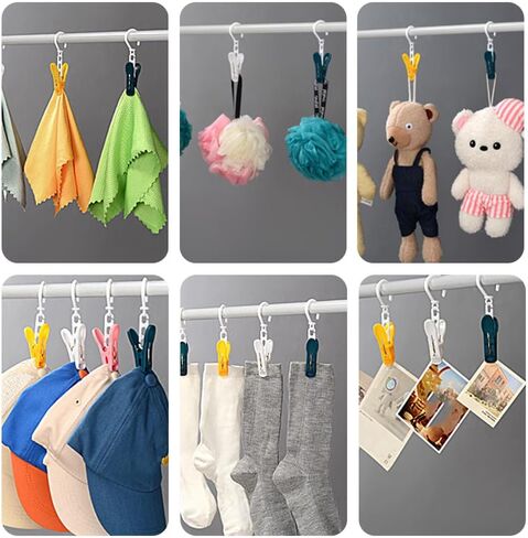 5Pcs Rotatable Windproof Drying Clip Hooks Household Towels Socks Laundry Clip Home Laundry Accessory,White in Saudi Arabia