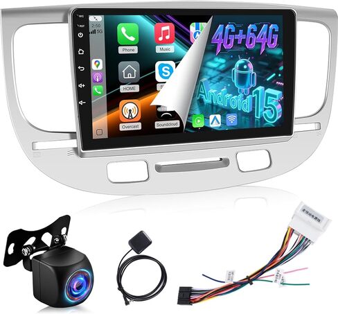 [4+64G] لراديو ترقية Kia Rio 2005-2011، NHOPEEW 9 بوصة IPS تعمل باللمس Android 15 ستيريو - تشغيل لاسلكي وAndroid Auto، صفحة رئيسية مخصصة، 5G/WiFi، DSP/EQ، GPS، BT 5.0 + كاميرا احتياطية in Kuwait