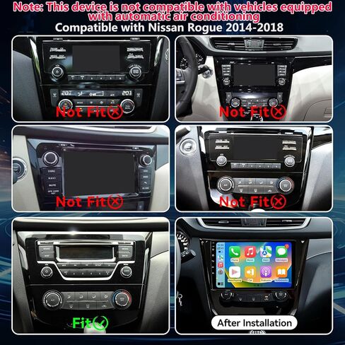 Android 14 Car Stereo Radio Compatible with Nissan Rogue 2014 2015 2016 2017 2018 Manual AC Wireless CarPlay & Android Auto AHD Backup Camera Upgrade 10.1" Touch Screen GPS SWC WiFi Bluetooth 2+64G in Kuwait