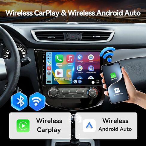 Android 14 Car Stereo Radio Compatible with Nissan Rogue 2014 2015 2016 2017 2018 Manual AC Wireless CarPlay & Android Auto AHD Backup Camera Upgrade 10.1" Touch Screen GPS SWC WiFi Bluetooth 2+64G in Kuwait
