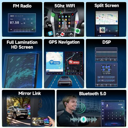 8 Core Radio Upgrade for Ford Explorer 2011-2019 Android 13 Explorer Stereo 9.7 Inch T-Style Vertical Touchscreen Head Unit Wireless Carplay Andriod Auto GPS SWC 1080P Backup Camera in Kuwait