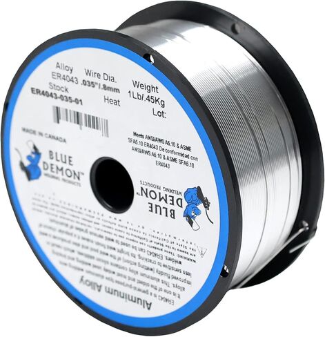 Blue Demon ER4043 X .035 X 1LB X 10 حزمة MIG/GMAW أسلاك لحام ألومنيوم للأغراض العامة، جميع المواضع مع إضافات السيليكون، تم تركيبها لتوفير لحامات عالية الجودة خالية من المسامية والأشعة السينية in Kuwait