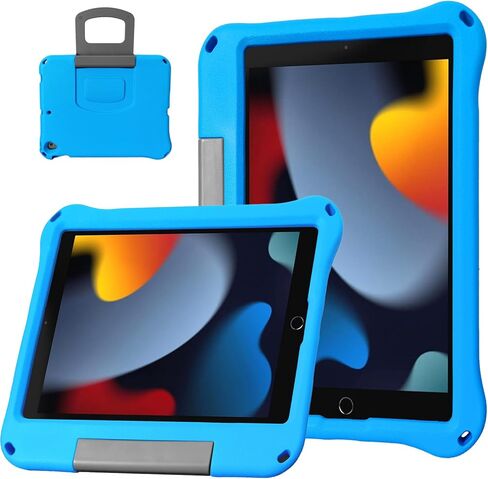 Case Compatible with iPad 10.2 Inch 2021/2020/2019, for iPad 9th/8th/7th Generation Case,Light Weight Shock Proof Convertible Handle Stand Full Body Kids Case. (Blue) in Saudi Arabia
