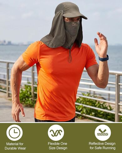 6 Pcs Foldable Sun Cap with Removable Face Mask Neck Flap Baseball Cap Sun Protection Outdoor Summer for Men Women in Kuwait