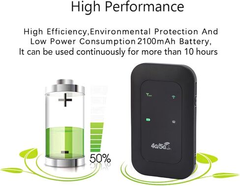 نقطة اتصال واي فاي محمولة 4G LTE، جهاز نقطة اتصال محمول مع فتحة بطاقة SIM وبطارية مدمجة 2100 مللي أمبير في الساعة، تدعم ما يصل إلى 10 أجهزة، للسفر والاستخدام المنزلي in Kuwait