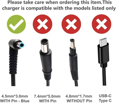 Laptop Charger for HP Pavilion X360 710412-001 Blue Tip 19.5V 3.33A 65W Stream 11 13 14 15-AY Series 15-BS Series 15-G 15-R HP Envy 13-AD 15-BP HP Elitebook 1040 G1 Ac Adapter Power Supply Cord in Kuwait