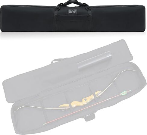 Tudomro 68 Inch Archery Recurve Bow Case Traditional Longbow Bag Recurve Bow Backpack Full Length with Pocket to Store Arrow Quiver for Adult Outdoor Shooting Practice Hunting Tactical, Black in Kuwait