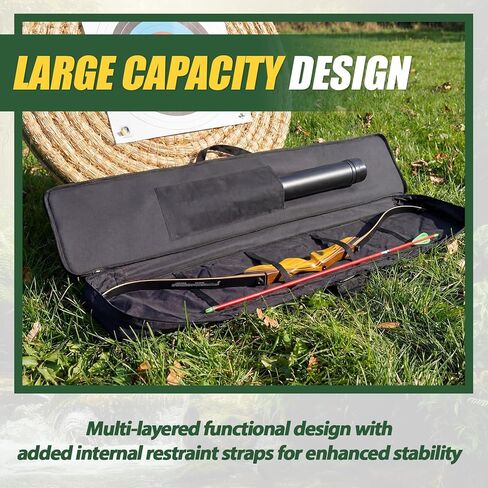 Tudomro 68 Inch Archery Recurve Bow Case Traditional Longbow Bag Recurve Bow Backpack Full Length with Pocket to Store Arrow Quiver for Adult Outdoor Shooting Practice Hunting Tactical, Black in Kuwait