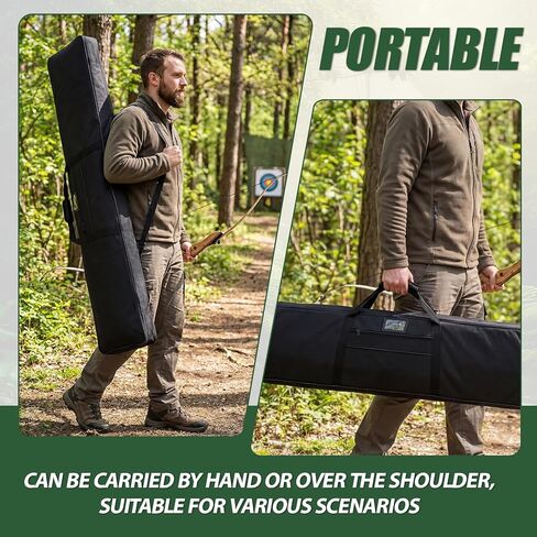 Tudomro 68 Inch Archery Recurve Bow Case Traditional Longbow Bag Recurve Bow Backpack Full Length with Pocket to Store Arrow Quiver for Adult Outdoor Shooting Practice Hunting Tactical, Black in Kuwait