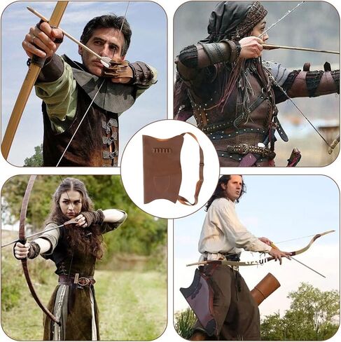 Archery Bow Carrier with Arrow Slots,Archery Back Arrow Quiver Arrow Holder,Adjustable Shoulder Strap for Hiking Hunting,Shooting Targeting,Training,Cosplay,Microfiber Leather,Archer Accessories in Kuwait