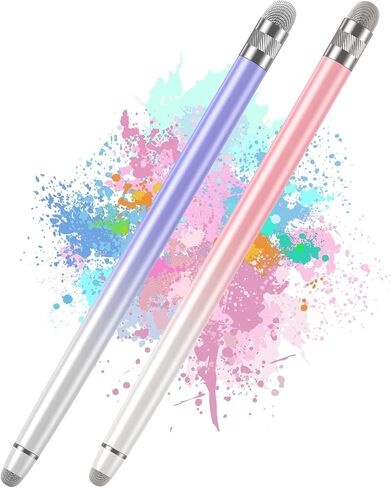 2PCS Stylus Pens for Touch Screens,Stylus Pen for iPhone/iPad/Tablet Android/Microsoft Surface,Compatible with Touch Screens(White Pink/White Blue) in Kuwait